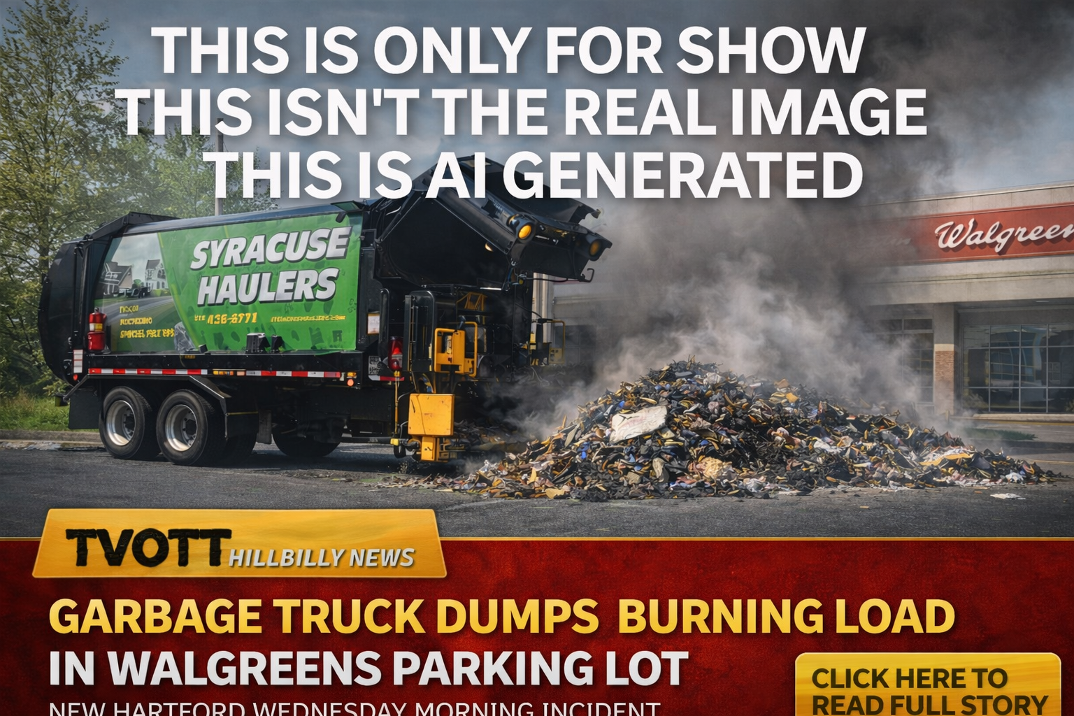 Garbage Truck Dumps Burning Load in Walgreens Parking Lot β New Hartford Morning Turns Chaotic