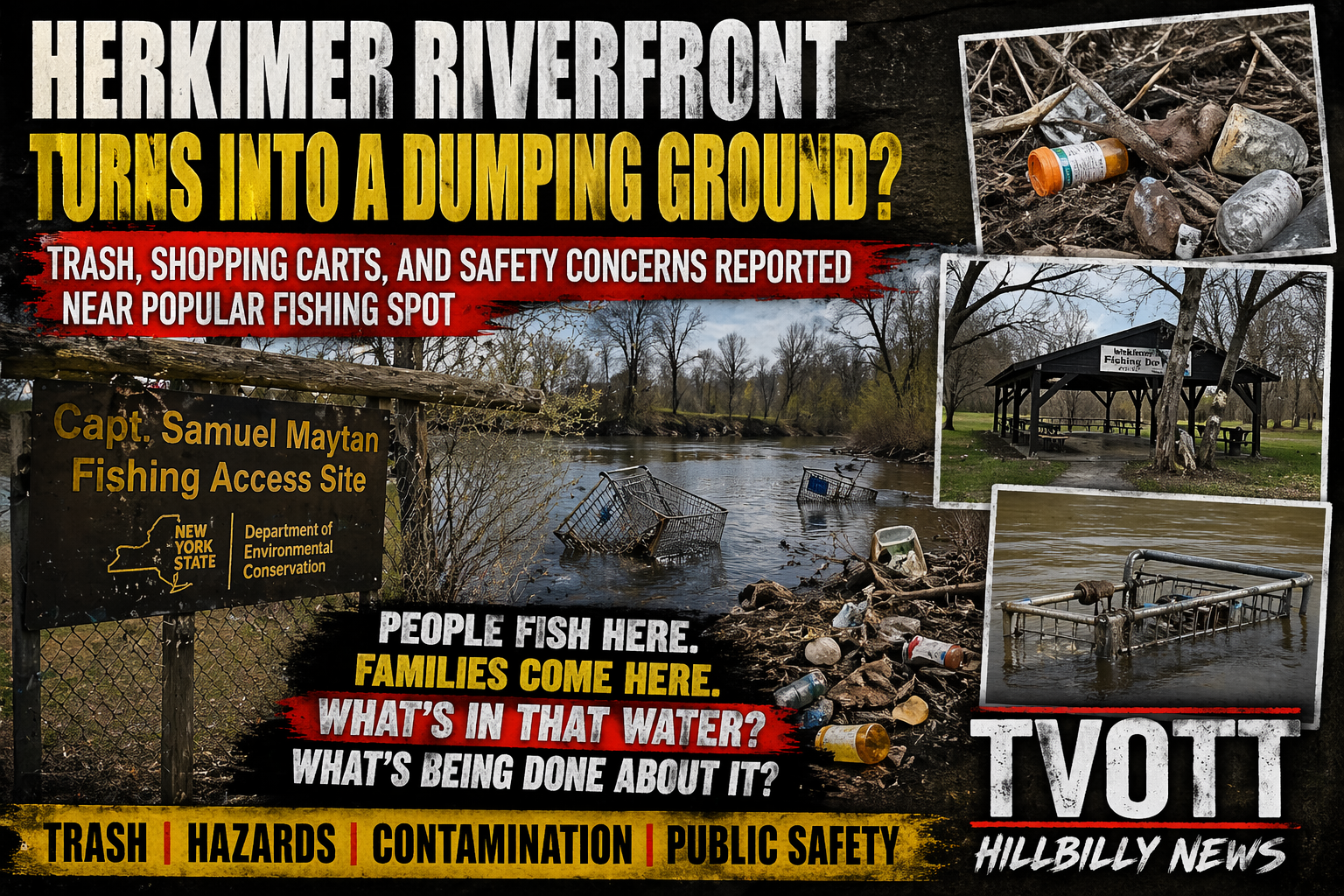 Herkimer Riverfront Turns Into a Dumping Ground? Trash, Shopping Carts, and Safety Concerns Reported Near Popular Fishing Spot
