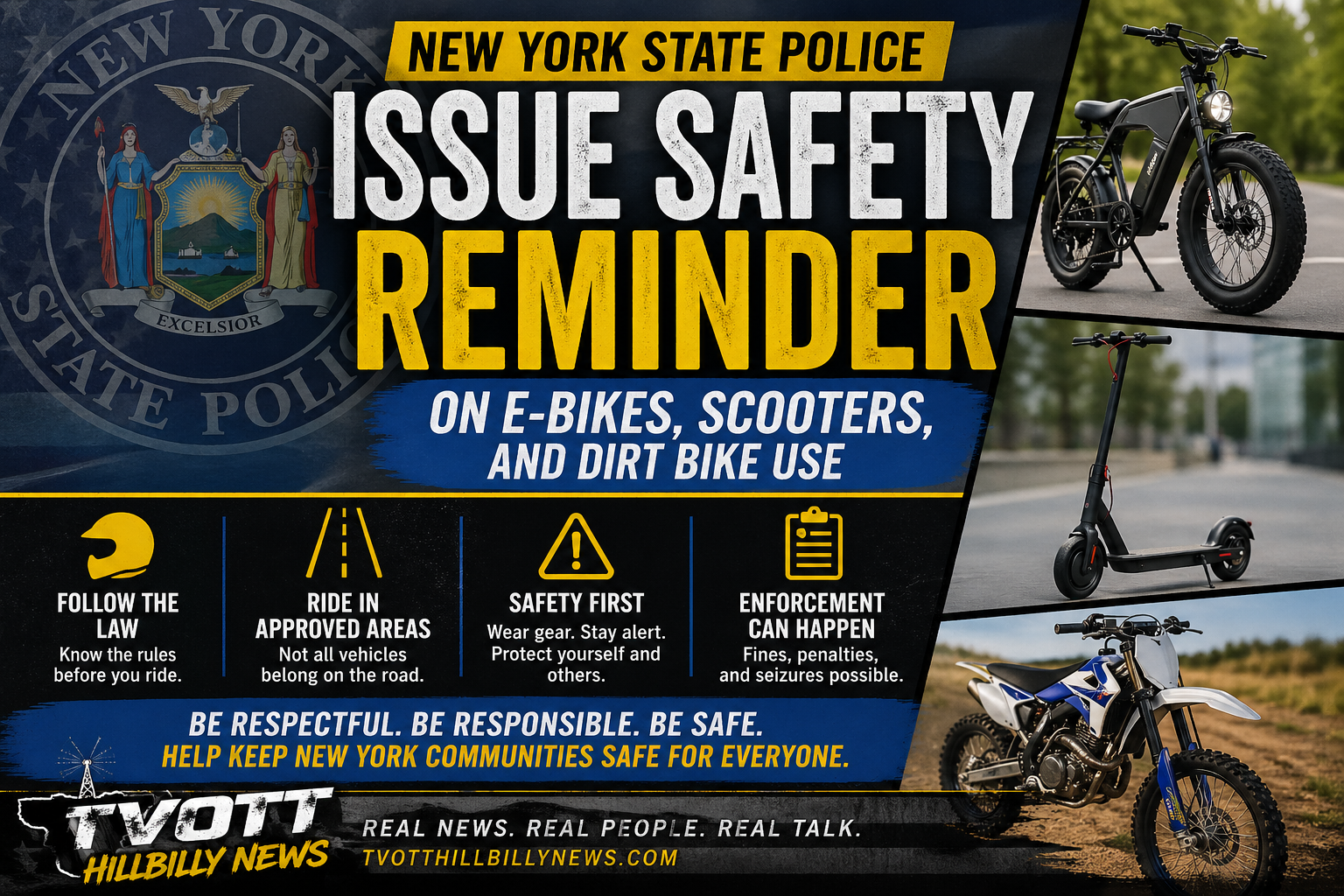 New York State Police Issue Safety Reminder on E-Bikes, Scooters, and Dirt Bike Use