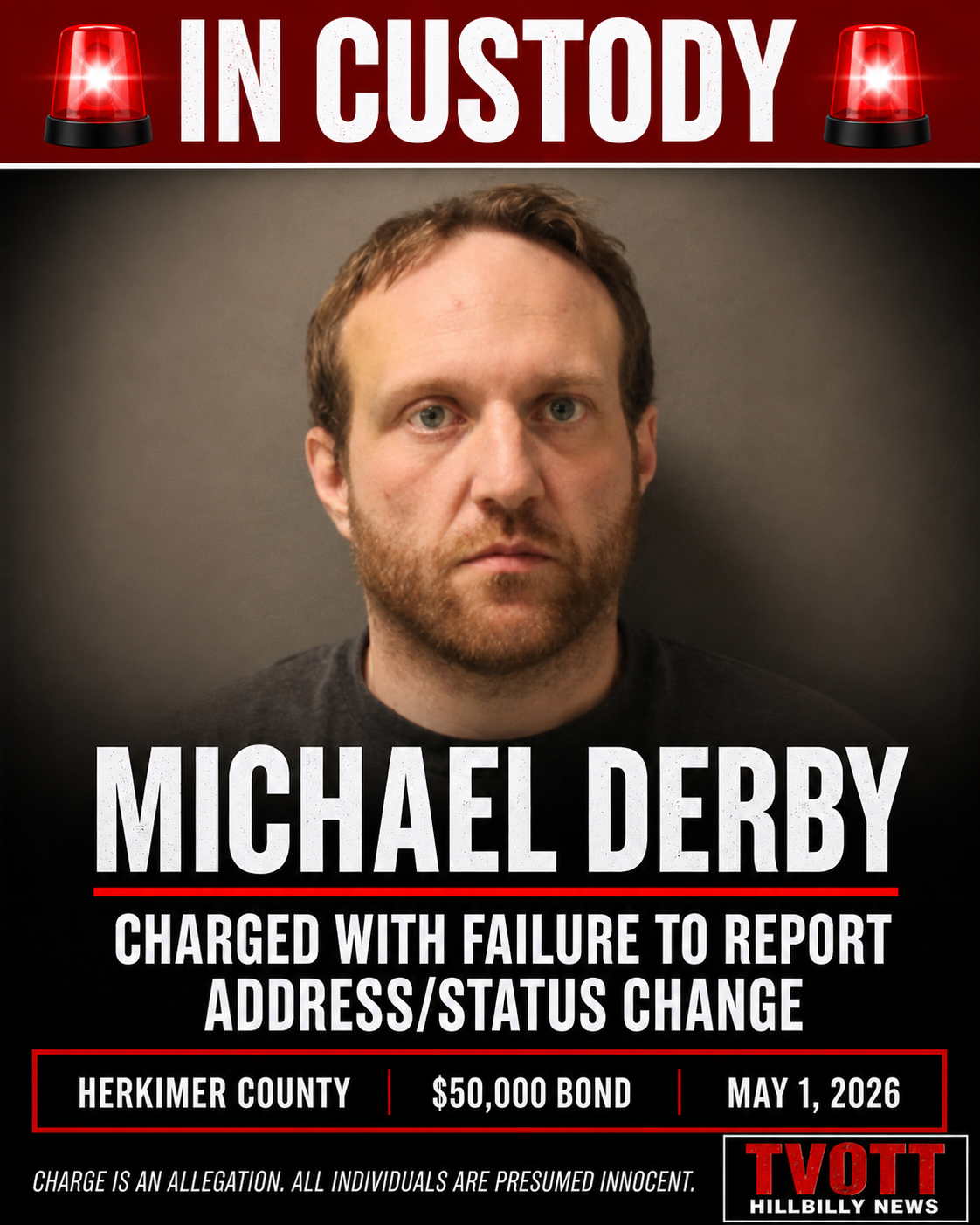 Herkimer NY Man Charged with Allegedly Failing to Report Address Change, According to Records
