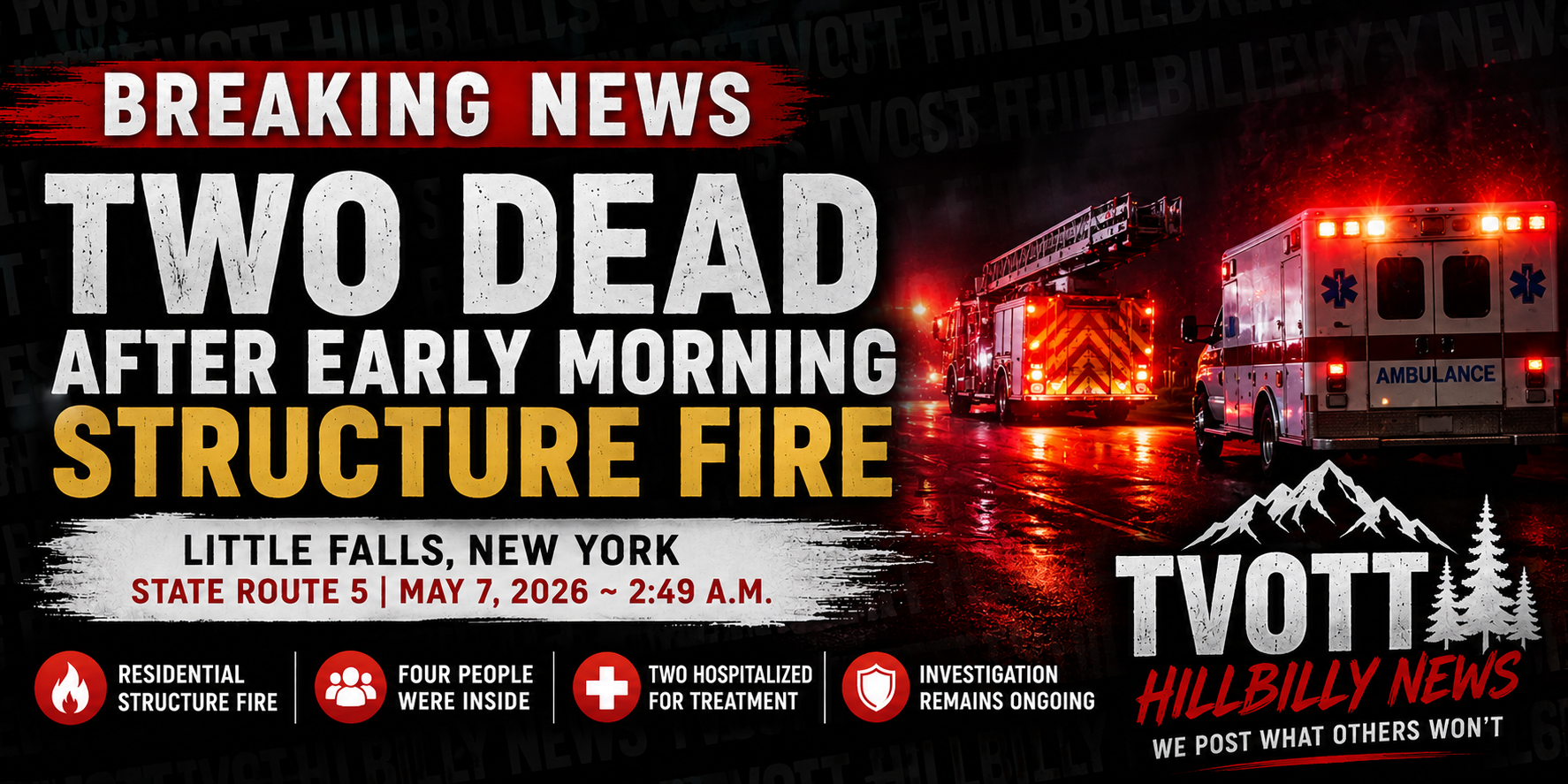 According to State Police, Two Dead Following Early Morning Structure Fire in Little Falls