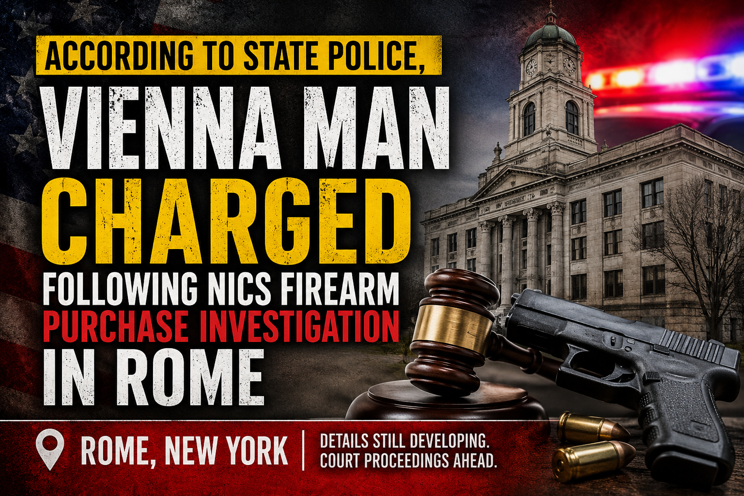 According to State Police, Vienna Man Charged Following Rome Firearm Investigation Linked to NICS Denial