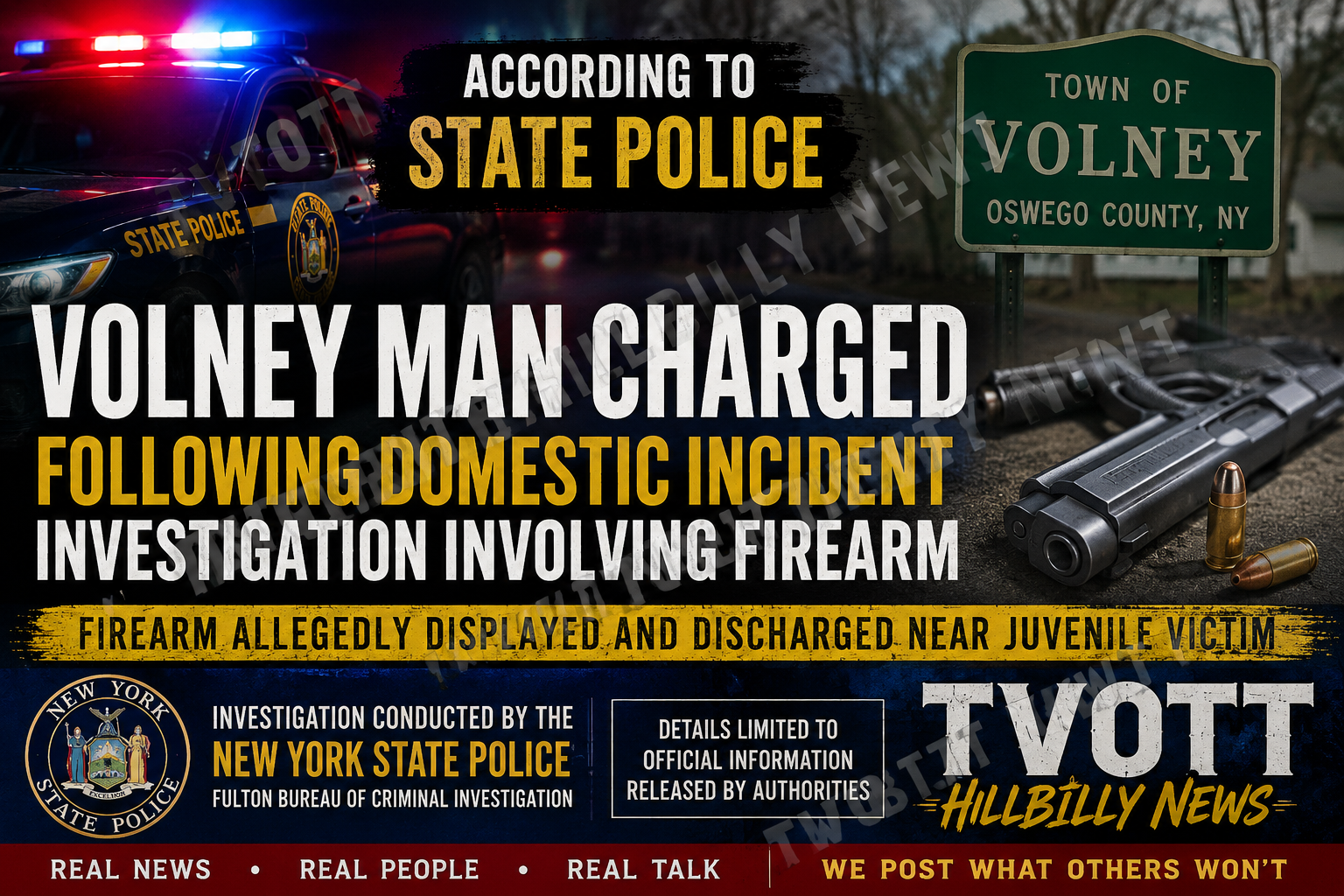 According to State Police: Volney Man Charged Following Domestic Incident Investigation Involving Firearm