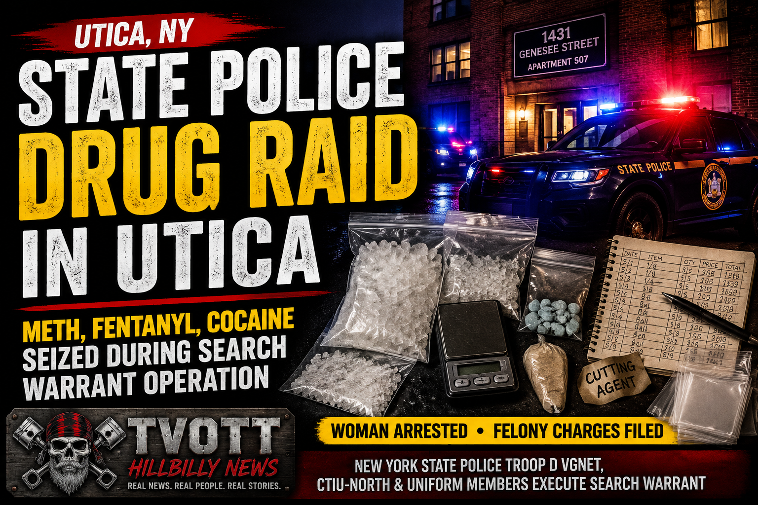 UTICA Woman Arrested After State Police Seize Meth, Fentanyl During Genesee Street Raid